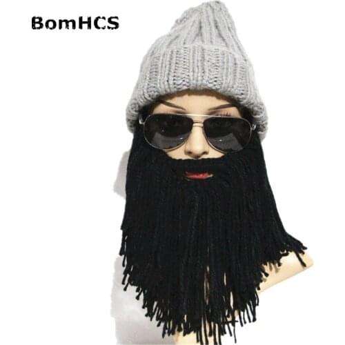 BomHCS Unisex Funny Cool Knit Beard Beanie 100% Handmade Winter Warm Mask Hat Cap Party Ski