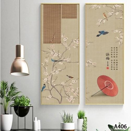 Modern Abstract Oil Painting Print on Canvas 2pcs Chinese-style Calligraphy Flower Canvas Paint Wall Art Picture for Home Decor