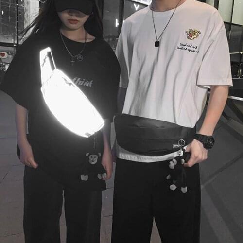 Trend Unisex Waist Bags Street Style Reflection Chest Bag At Night Runing Crossbody Bag Men Fanny Pack Sports Belt Phone Pouch