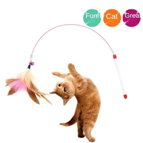 Wire Color Feather Funny Cat Stick Cat Toy Bell Cat Toy Pet Products cat treat toy pet toys cat toys as seen on tv products