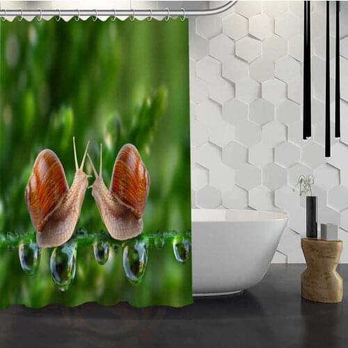 Custom Snail Home Shower Curtain With Hooks Fabric Shower Curtain for Bathroom WJY1.17