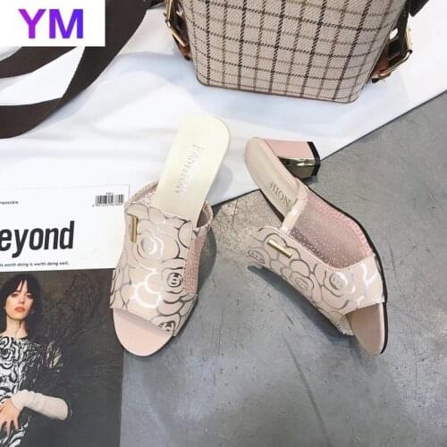 Hot 2021 Brand Design Women Elegant Round Sandaly Square High Heels Summer Outdoor Beach Shoes Gladiator Ladies Sandals 35-43