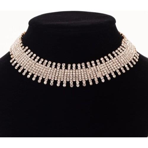 Rhinestone Chokers Necklace Bib Statement Necklace For women Luxury crystal Necklace Collar Maxi jewelry necklace for women N303
