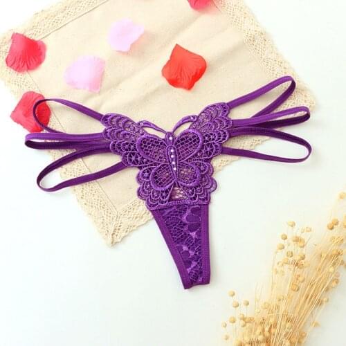 Womens Underwear Embroidery butterfly Sexy Panties Sexy Hollow Thongs Female Low Waist Briefs G-Strings Transparent Panties
