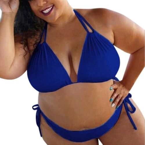 Womens Solid Push Up Biquini Padded Plus Size Bikini Set Swimsuit Bathing Suit Swimwear S-5XL Bikini Large Size купальник