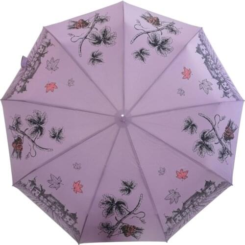 Womens Automatic Umbrella,Three Folding Umbrella(Strong Windproof & Waterproof Pongee Fabric With Photo) For Outdoor Rainy Days