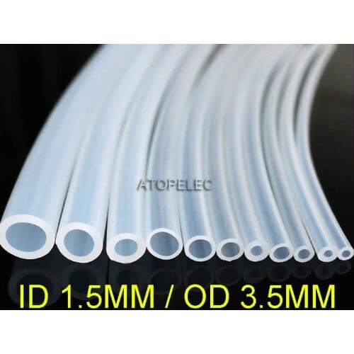 1.5*3.5 Flexible Soft Food Grade Silicone Hose Tube Pipe ID_1.5mm OD_3.5mm Transparent Clear 180Deg.C