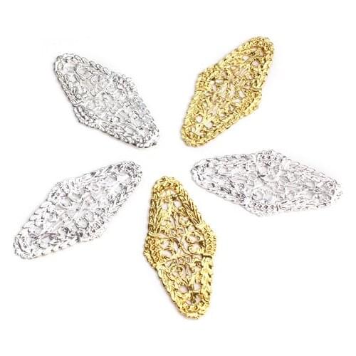 10pcs/lot 30x60MM Copper Filigree Flower Spacer Flowers Connector For DIY Necklace Making Supplies Jewelry Finding wholesale