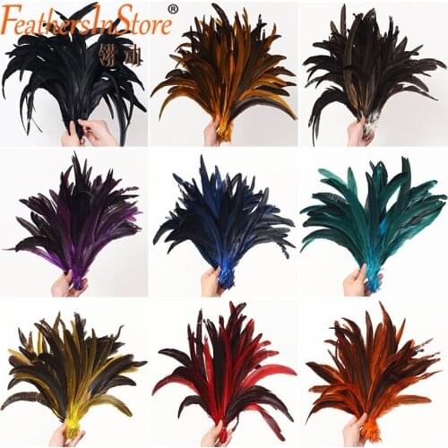 100pcs 12-14inch dyed rooster feather tails 30-35cm coque tail feathers for carnival art accessories