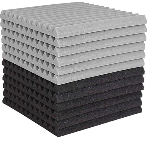 12 Pcs Acoustic Foam Board,Studio Wedge Tile,Acoustic Foam Soundproof Pyramid Studio Treatment Wall Panel 2.5X30X30cm