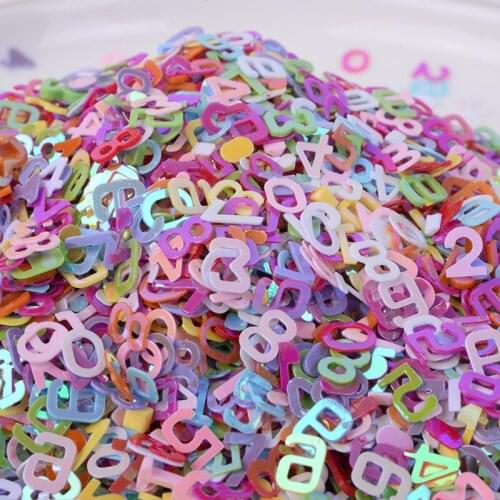 20g/lot 0-9 Numbers PVC Loose Sequins Paillettes for Crafts Glitter Nail Art Decoration DIY Sewing Scrapbooking Lentejuelas 6mm