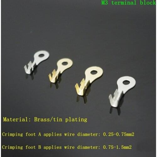 3.2 Lug DJ431-3.2 Brass Pickling Tinned Round Terminals Ground Ring Opening Copper Nose