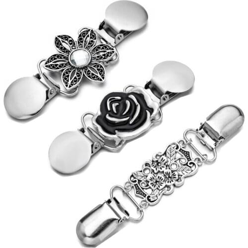 3pcs/set Duckbill Buckle Blouse Clip Brooch Women Antique Silver Color Sweater Cardigan Collar Brooch Clothing Decoration