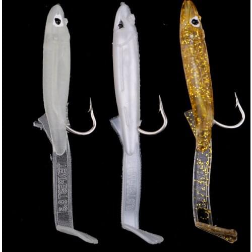 3pcs Soft Bait Saltwater Fishing Lure Life-like EEL Hook Baits PVC Plastic Fishing Lures