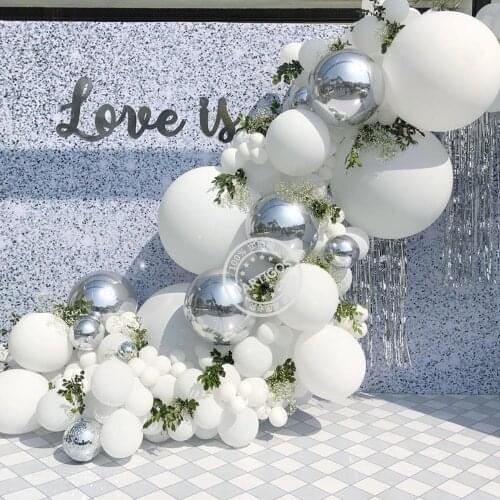 36inch White Latex Balloons Garland Kit 4d silver balloon Arch Wedding Supplies Bridal Shower Birthday Party Baby Boy Girl Decor