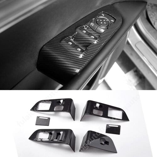4pcs For Lincoln MKX 2016-2019 Matte ABS Carbon fiber Interior Window Lift Switch Button Panel Cover Trim Car Styling