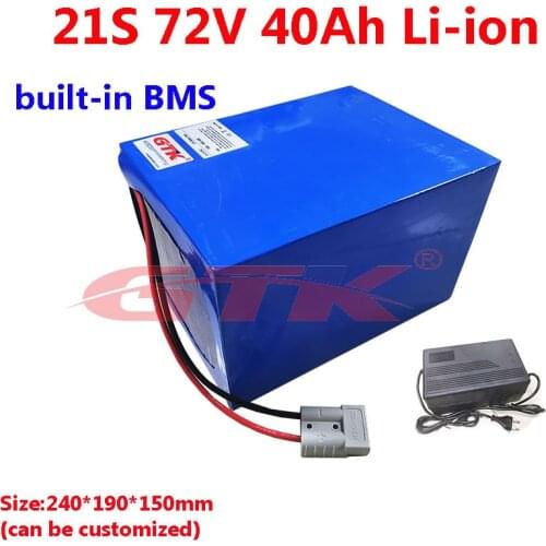 Electric scooter Battery 21S 72V 40Ah 77.7V li ion rechargeable battery 3000W with BMS motorcycle+10A charger