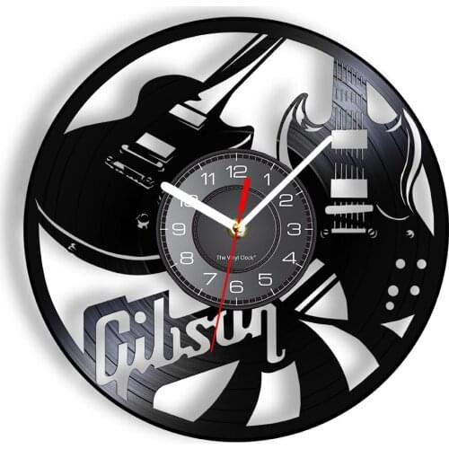 Gibsun Guitars Gramophone Record Wall Clock Acoustic Musical Instrument Vinyl Art-Wall Decoration Rock n Roll Gift For Musicians