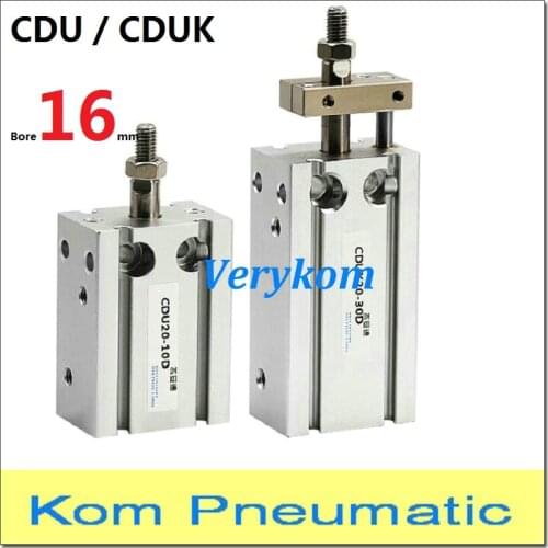 CDU or CDUK Mini Adjustable Rod Piston 16MM Stroke Pneumatic Air Cylinder With Magnetic CDU16*10D/15D/20D/30D/40D/50D SMC Type