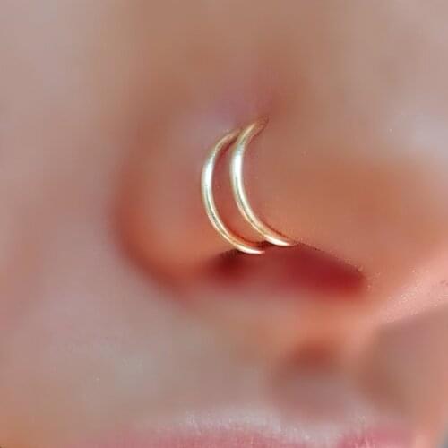 925 Silver Fake Nose Ring Gold Filled Fake Grillz Jewelry Handmade Punk 10mm Tiny Hoop Fake Piercing Jewelry Nose Ring