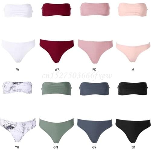 Mdksai Sexy Women Bikini Set Strapless Bandeau Push-up Bra Swimsuit Swimwear Bathing