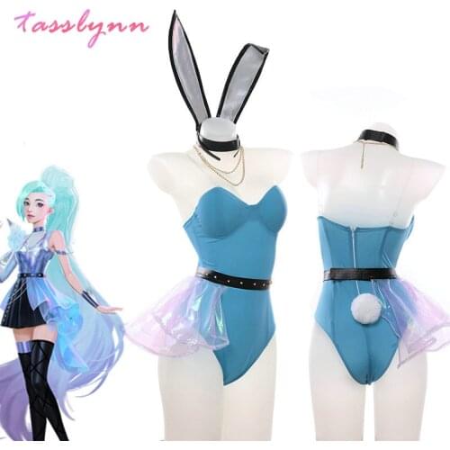 Rabbit Seraphine Cosplay Bunny Girl Sexy Costumes Game LOL KDA Anime Figure Cosplay Costume Catsuit Party Halloween Girls Dress