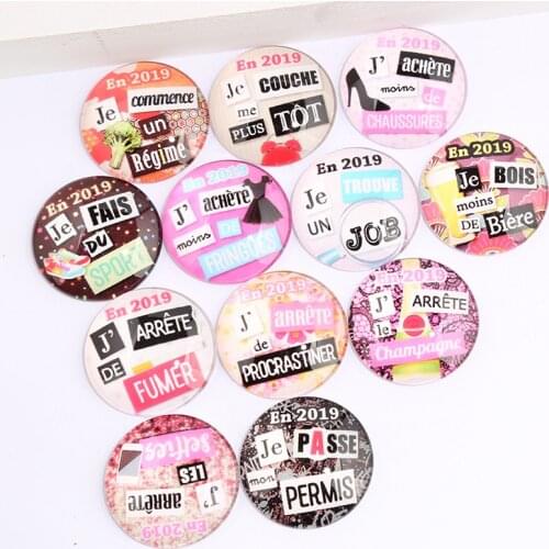 Onwear Mix 2019 french words photo Round Glass Cabochon 18mm 20mm 25mm 30mm diy flat back handmade jewelry findings