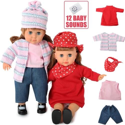 14 inch Bebe reborn doll sound kids toys 36cm Simulation soft Silicone Pink Clothes lifelike baby DIY education for Toys girls