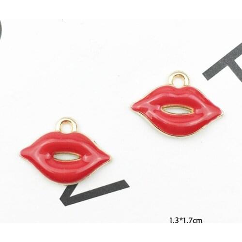 Red Sexy Lips Pendant Delicate Cute Korean Go'l'd Charms DIY Accessories For Handmade Women Jewelry Necklace Bracelets