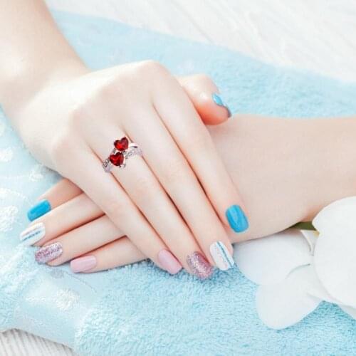 Lady Double Heart Ring Unique Engaged Ring For Creating Promise Double Heart Shaped Ladies Fashion Decoration