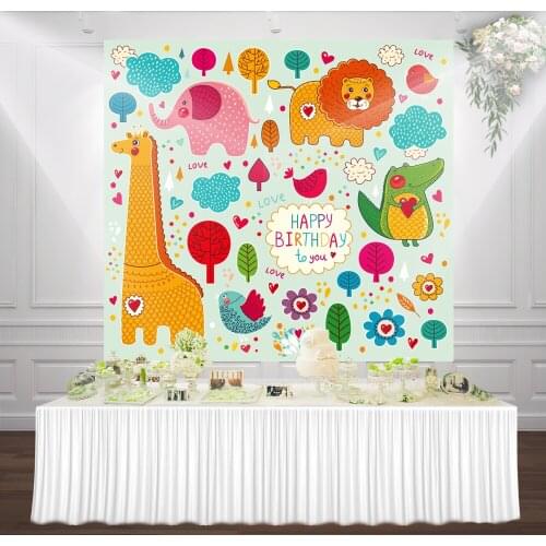 Forest Woodland Backdrops Safari Jungle Birthday Poster Cute ZOO Animal Photography Party Background Photocall Wall Decorations