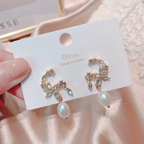 Summer Pearl Rhinestone Earrings For Women Students New Fashion Colorful Rainbow Bowknot Drop Earrings Jewelry Korean Hot