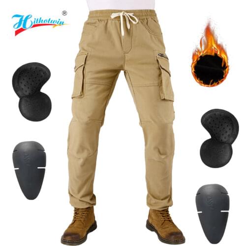 Hithotwin Motorcycle Pants Winter Cold Proof Motocross Off-Road Racing Pants Motorbike Protective Trousers Have Cotton Lining