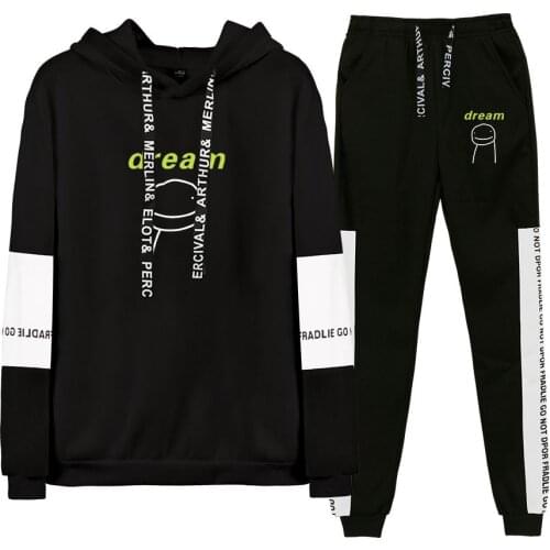 Dream Smp Merch Dreamwastaken Mens Sportswear Sets Casual Tracksuit Two Piece Set Top and Pants Sweat Suit Male Sporting Suits
