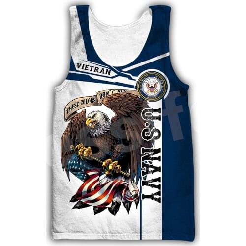 Tessffel Newest Eagle Navy Army Veteran Military Camo 3DPrint Men/Women Summer Casual Funny Harajuku Sleeveless TankTop Vest A2