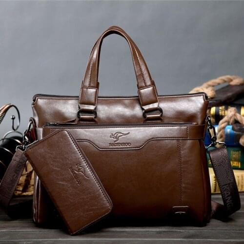 New mens handbags mens leather bags horizontal large-capacity business document messenger bag