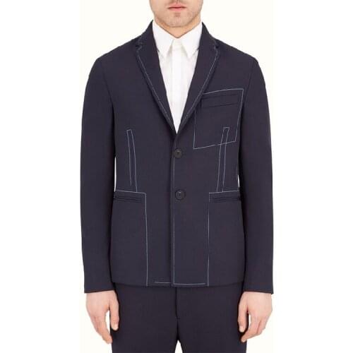 Autumn winter new original men classic pressed white line vintage casual suit coat slim cold suit jacket. S-6XL