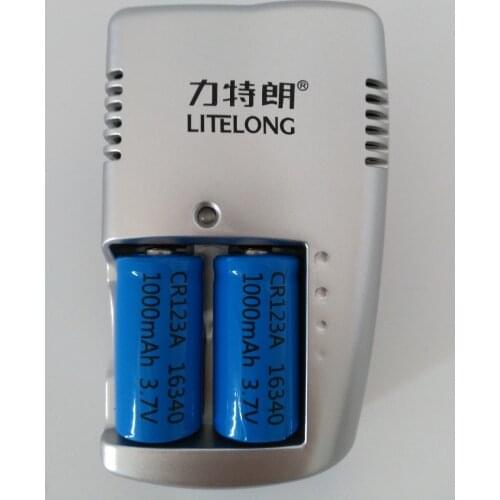 2pcs 3.7v 1000mAh CR123A rechargeable lithium battery 16340 strong light flashlight rechargeable battery +1PCS 16340 charger