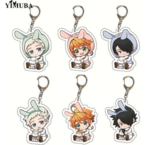 Popular Anime The Promised Neverland Acrylic Keychain Emma Norman Ray Bunny Character Yakusoku No Neverland Collection Key Chain