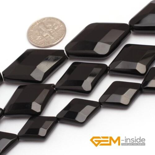 Rhombus Faceted Black agat Beads Natural Stone Bead DIY For Jewelry Making Strand 15 inches Wholesale