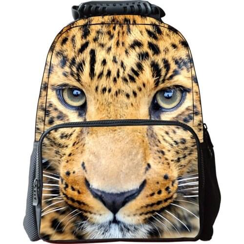 Fashion 3D Leopard Mens Bakcpack 16 Inch Travel Bag WaterProof Large Capacity School Bags for Teenagers Boys Schoolbag Mochila