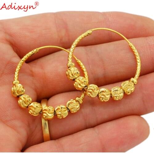 Adixyn New Trendy Hoop Earrings For Women/Girls Gold Color Copper Earrings African Arab Jewelry Gifts N02174