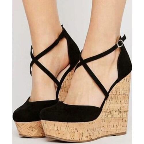 SHOFOO shoes,Elegant and fashionable womens shoes, suede, about 14.5cm wedges heel womens shoes, round toe pumps. SIZE:34-45