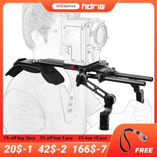 HDRiG Dslr Camera Shoulder Rig With ARRI Dovetail Plate And Rosette Handle Adjustable For Cine Cameras