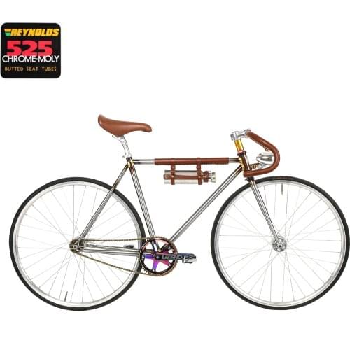 Retro fixie Bike for Single Speed Chrome Molybdenum 525 Steel Frame customize vintage road Bicycle 700C With light V Brake