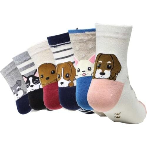 Hot sale! women socks cotton autumn-winter colorful stripe animal socks lady and womens funny cartoon dog sock