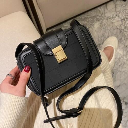 Stone Pattern PU Leather Crossbody Bags For Women 2020 Small Lock Shoulder Simple Lady Travel Handbags and Purses