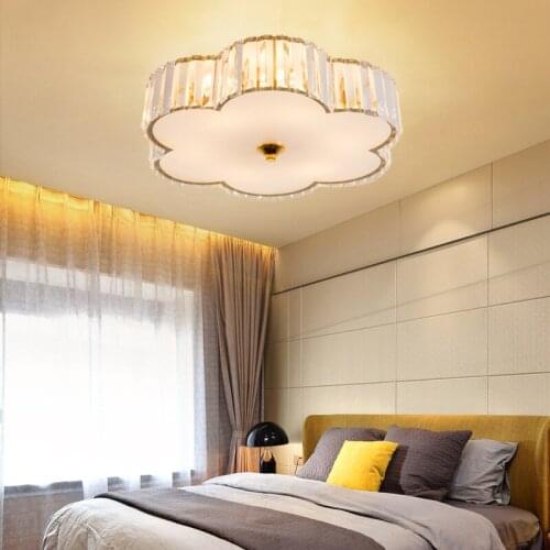 Gold circular LED Crystal ceiling light Black Iron art Bedroom lighting modern Simple Corridor aisle living room E14 AC85-265V