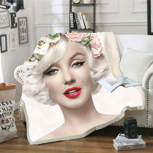3D Marilyn Monroe Sherpa Blanket Bedspread Velvet Home Camping Aircraft Blanket Plush Soft Comfortable Sexy Woman Blanket