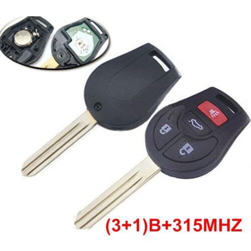 4 (3+1) Buttons Remote Key For Nissan 315 MHZ/433 MHZ